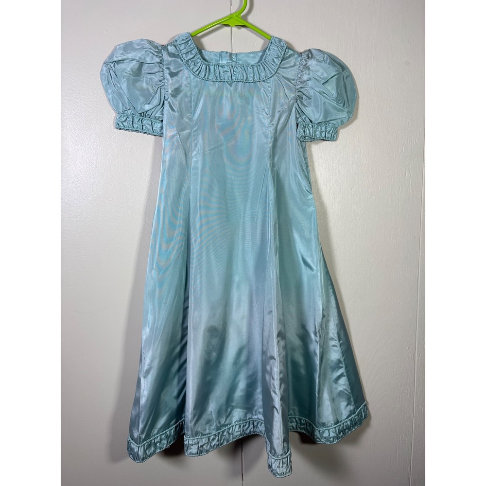 Vtg Girls Blue Satin Dress Costume Pageant Princess 7/8 Fairy Tale Tea Party